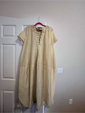Zara Striped Lace-Up Maxi Dress - Cream/Black